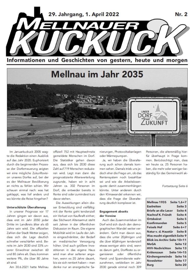 Der neue Mellnauer Kuckuck, Ausgabe 2/2022 ist da!