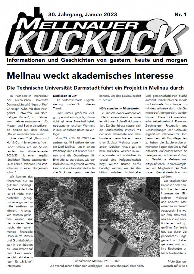 Der Mellnauer Kuckuck, Ausgabe 01/2023 ist da!